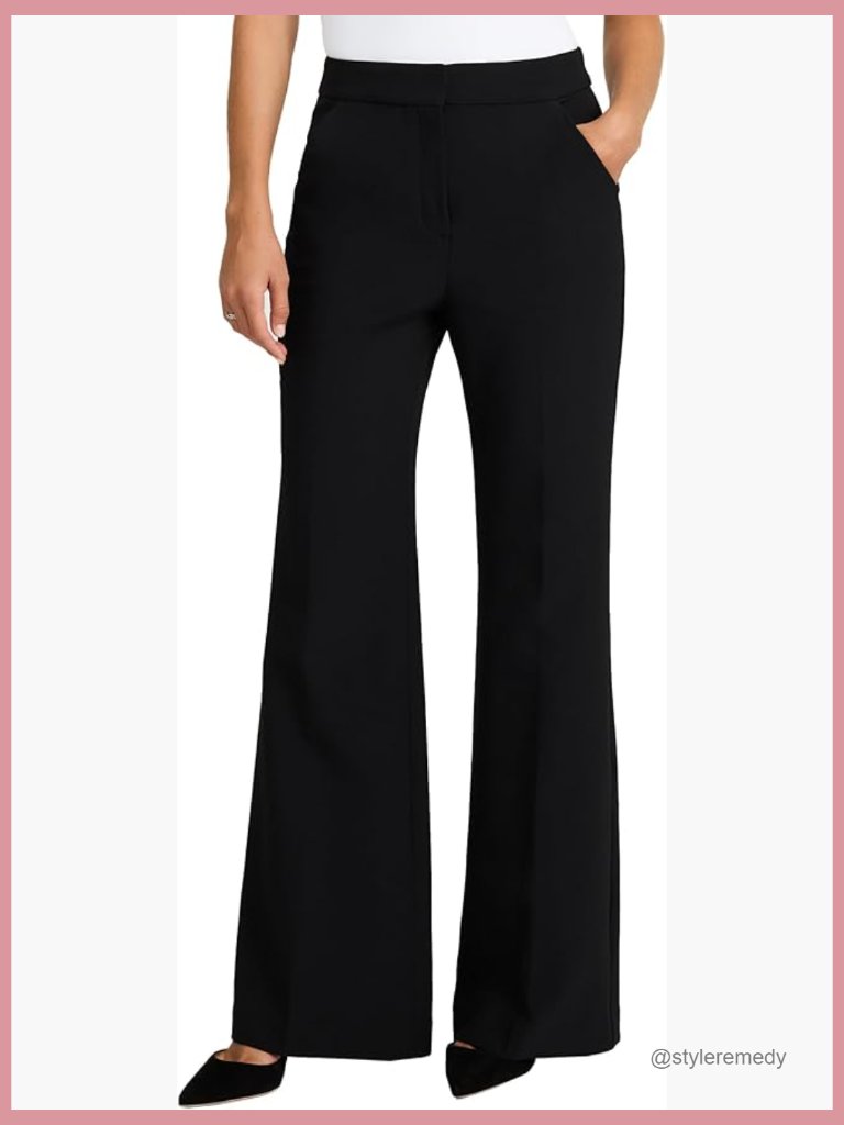 High Rise Flare Dress Pants Polyester Blend Stretch Work Event